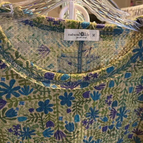 Natural Life Floral Waffle Knit Long Sleeve Top - Picture 2 of 3